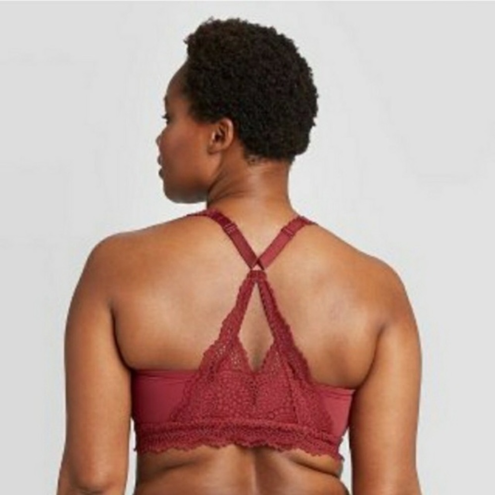 Burgundy / maroon racer back bralette plus size